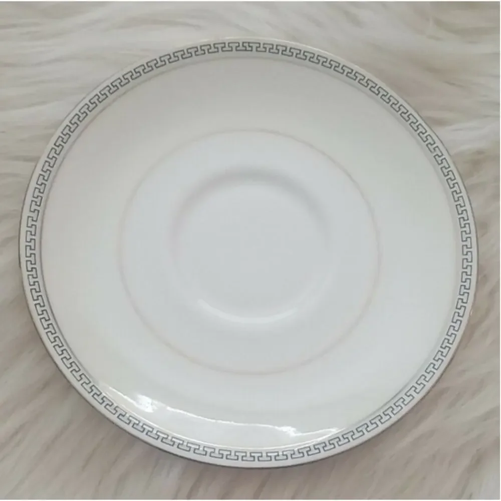 Theodore Haviland New York GREEK KEY Cup& Saucer Set White geometric